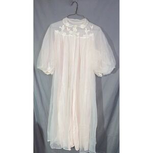 Vintage 1960s Artemis 2 Layer Pink Balloon Sleeves Dressing Gown Size medium